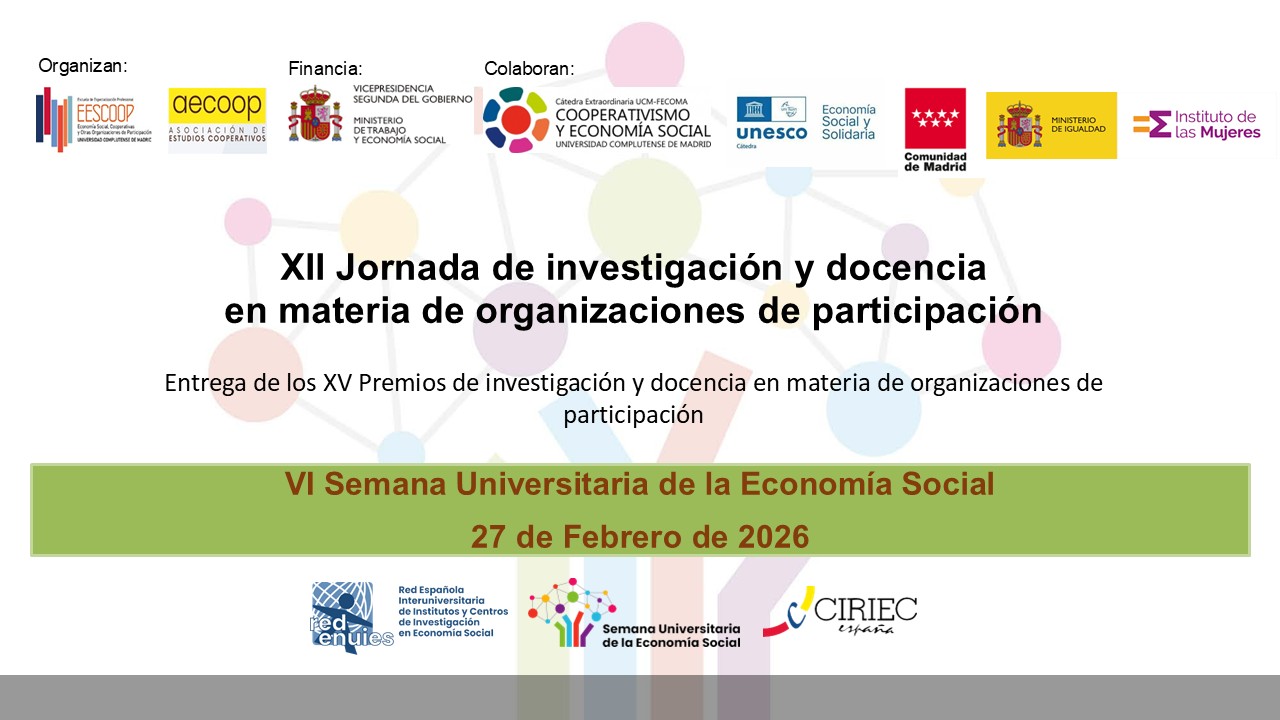 27/02: Programa defintivo de la XII Jornada EESCOOP de Investigación y Docencia en Materia de Organizaciones de Participación